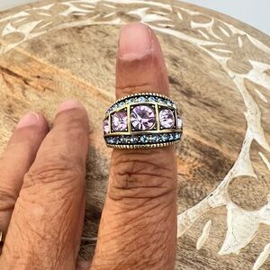 Heidi Daus Gold and Black Ornate Ring